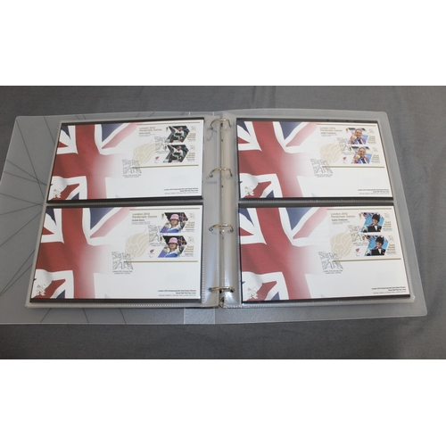 166 - London 2012 Gold Medal Winners Stamp Collectors Packs in Album