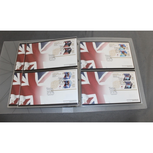 166 - London 2012 Gold Medal Winners Stamp Collectors Packs in Album