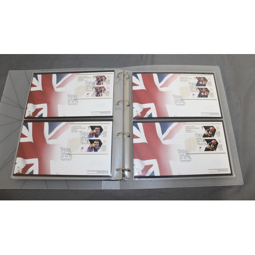 166 - London 2012 Gold Medal Winners Stamp Collectors Packs in Album