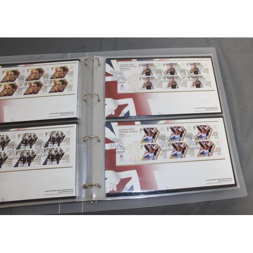 167 - London 2012 Team GB Gold Medal Winners Stamp Collectors Packs in Album