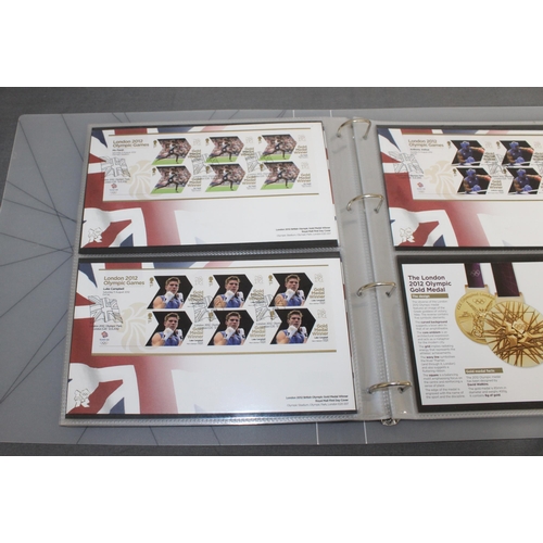 167 - London 2012 Team GB Gold Medal Winners Stamp Collectors Packs in Album