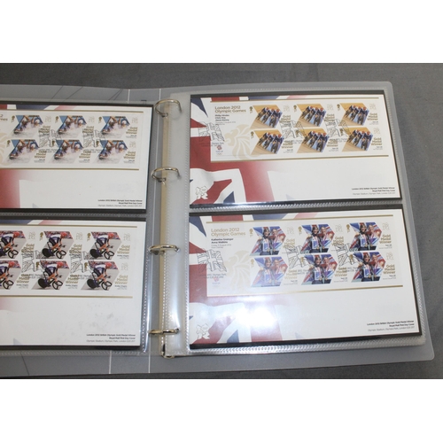 167 - London 2012 Team GB Gold Medal Winners Stamp Collectors Packs in Album