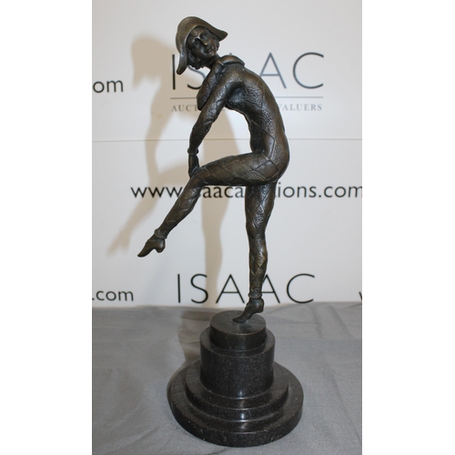 8 - Art Deco Fan Dancer Bronze Statue Height-35cm