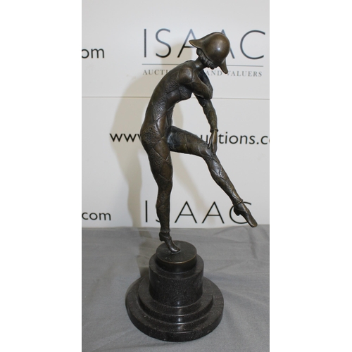 8 - Art Deco Fan Dancer Bronze Statue Height-35cm