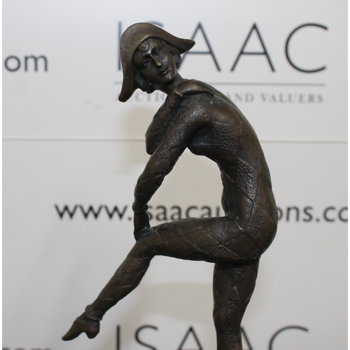 8 - Art Deco Fan Dancer Bronze Statue Height-35cm