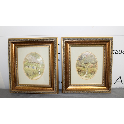 112 - Two Framed Pictures Prints Over 85 Years Old Published In 1909 Artist Helen Allingham Title A Cottag... 