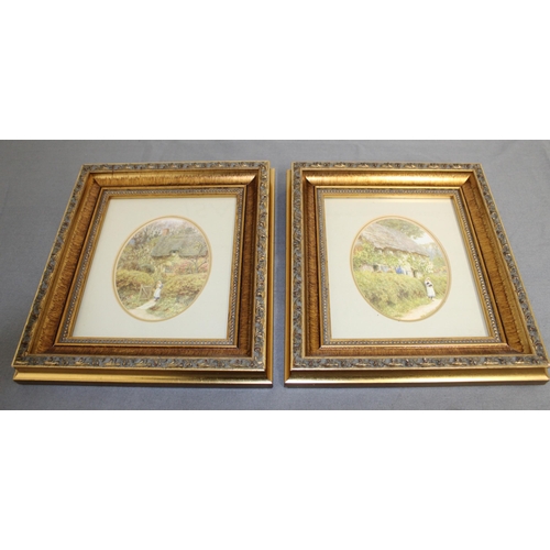 112 - Two Framed Pictures Prints Over 85 Years Old Published In 1909 Artist Helen Allingham Title A Cottag... 