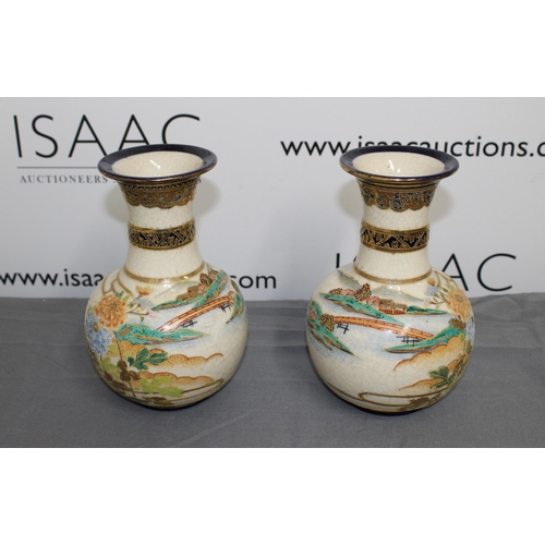 11 - Pair Of Chinese Style Vases Height-22cm 
Collection Only