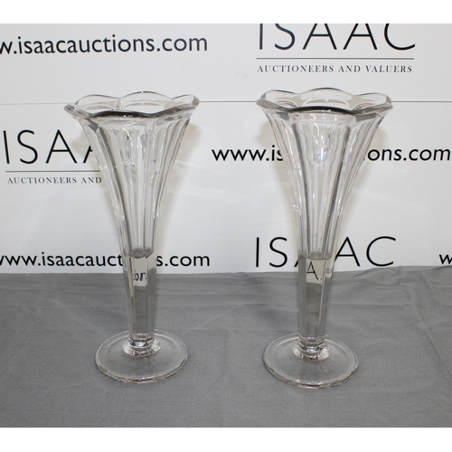 15 - Two Glass Trumpet Vases Height-29.5cm
Collection Only