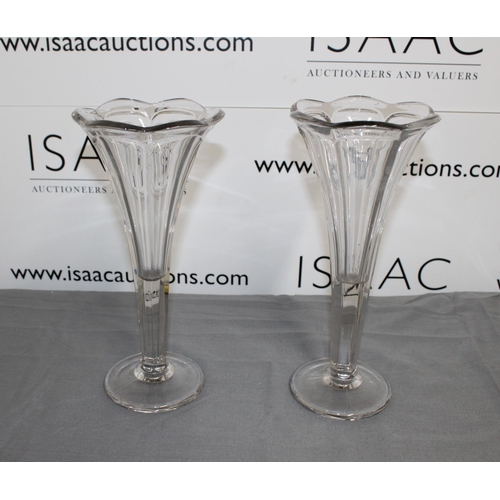 15 - Two Glass Trumpet Vases Height-29.5cm
Collection Only