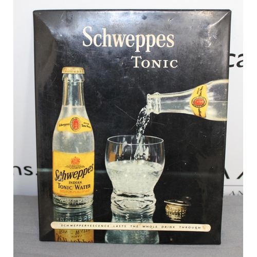 126 - Stand up Schweppes Tonic Sign 25.5 x 20cm