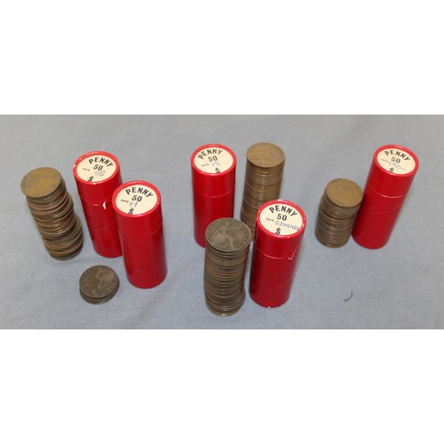 265 - Five Red Penny Tubes 1900-1920's Penny Containing Coins