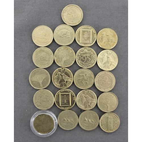 304 - 21 £1 Coins from Jersey, Gibralter & Isle of Man