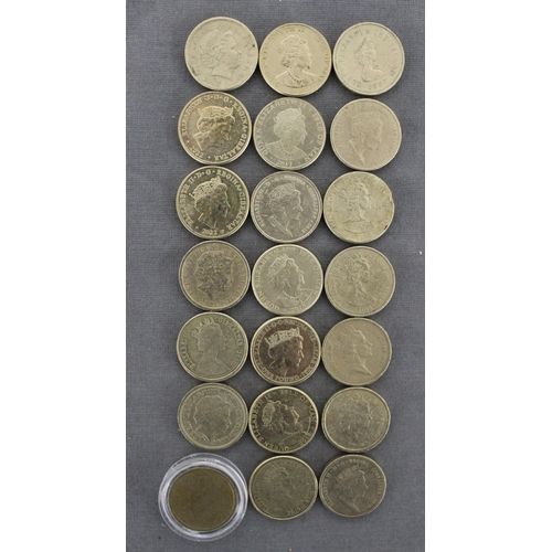 304 - 21 £1 Coins from Jersey, Gibralter & Isle of Man