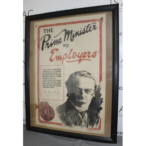 114 - WWI Poster from UK Prime Minister David Lloyd George to UK Trade Employers

Frame Measure 86cm x 66c... 