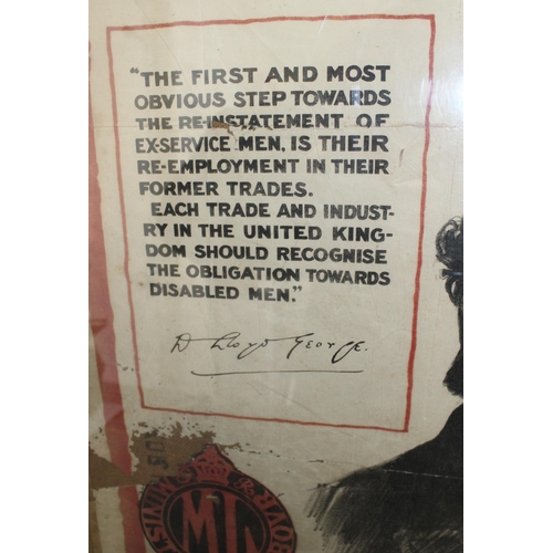 114 - WWI Poster from UK Prime Minister David Lloyd George to UK Trade Employers

Frame Measure 86cm x 66c... 