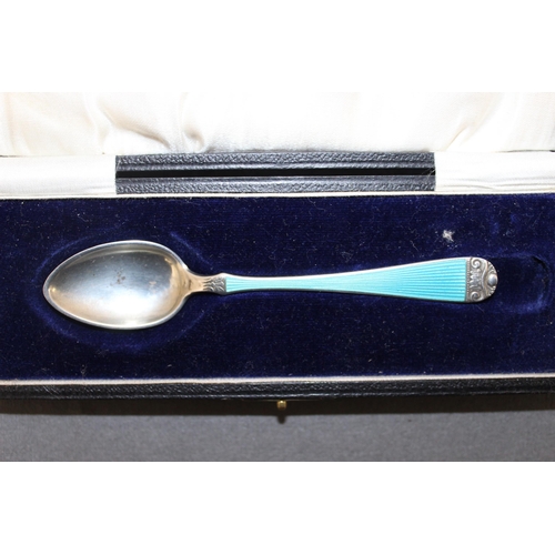 434 - Enamelled Silver 925 Spoon Boxed