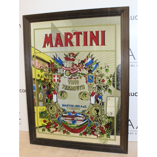 110 - Large Martini Advertising Mirror - Measures  67cm x 52cm - Collection Only