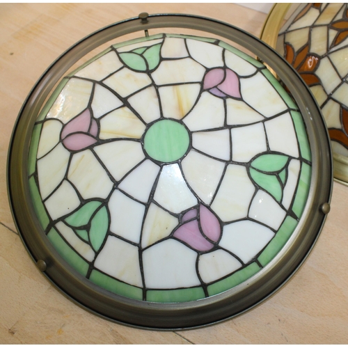 116 - Three Tiffany Style Light Shades - All 35cm Diameter - Slight damage to one as shown in pictures.