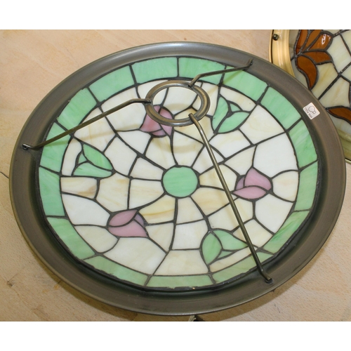 116 - Three Tiffany Style Light Shades - All 35cm Diameter - Slight damage to one as shown in pictures.