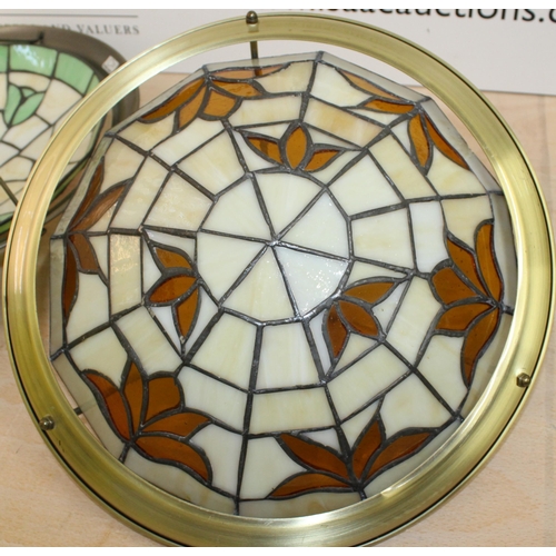 116 - Three Tiffany Style Light Shades - All 35cm Diameter - Slight damage to one as shown in pictures.