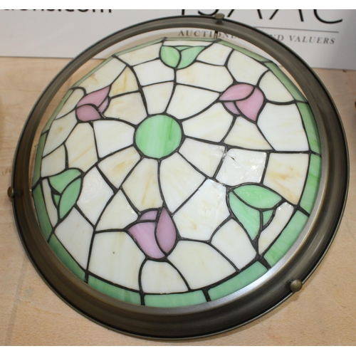 116 - Three Tiffany Style Light Shades - All 35cm Diameter - Slight damage to one as shown in pictures.