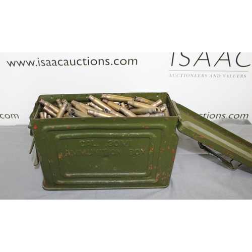 239 - Ammunition Box Containing Large Quantity Empty Brass Shells