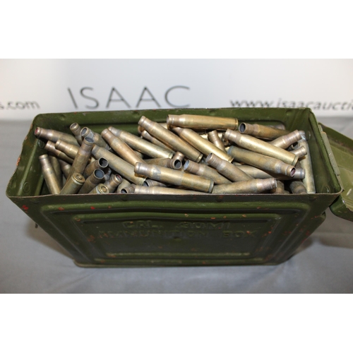 239 - Ammunition Box Containing Large Quantity Empty Brass Shells