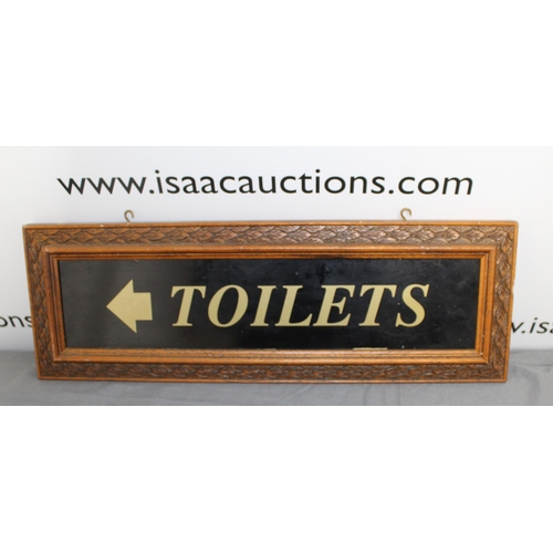 5 - Wooden Framed Toilet Sign Double Sided Hanging Sign