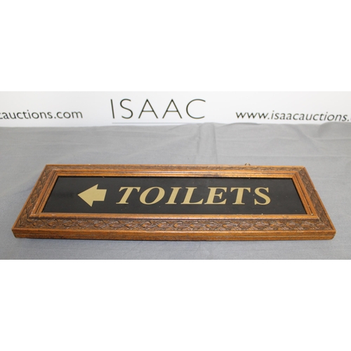 5 - Wooden Framed Toilet Sign Double Sided Hanging Sign