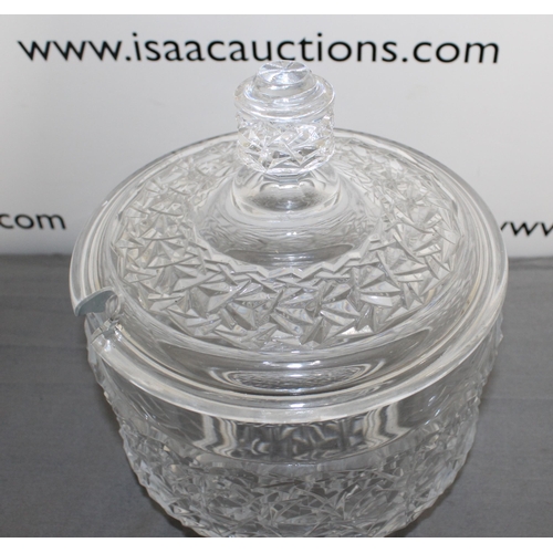 15 - Crystal/Cut Glass Punch Bowl Height With Lid 28cm 
Collection Only