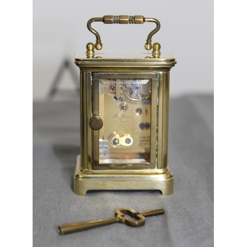 120 - Stunning Brass Miniature Carriage Clock By Matthew Norman London Marked 1742 Swiss Made In Original ... 