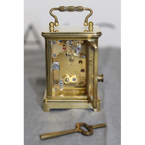 120 - Stunning Brass Miniature Carriage Clock By Matthew Norman London Marked 1742 Swiss Made In Original ... 