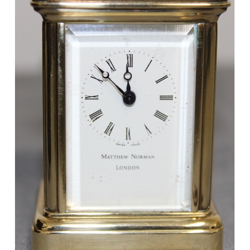 120 - Stunning Brass Miniature Carriage Clock By Matthew Norman London Marked 1742 Swiss Made In Original ... 