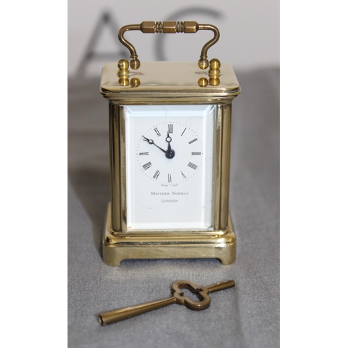 120 - Stunning Brass Miniature Carriage Clock By Matthew Norman London Marked 1742 Swiss Made In Original ... 