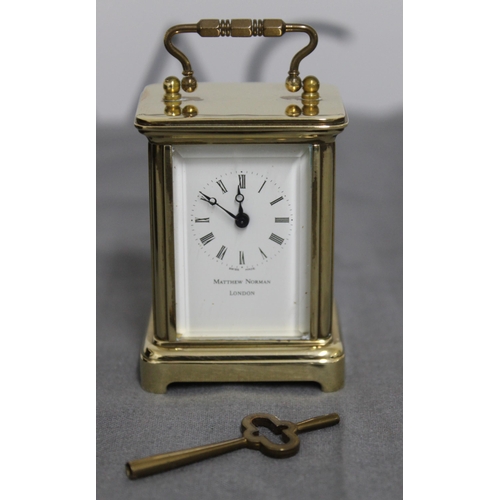 120 - Stunning Brass Miniature Carriage Clock By Matthew Norman London Marked 1742 Swiss Made In Original ... 