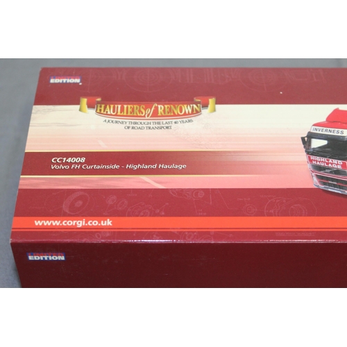 483 - BOXED HAULIERS OF RENOWN LIMITED EDITION CORGI CC14008 VOLVO FH CURTAINSIDE HIGHLAND HAULAGE