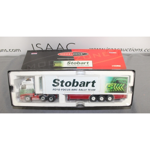 484 - BOXED LIMITED EDITION CORGI CC14012 VOLVO FH BOX TRAILER EDDIE STOBART FORD FOCUS WRC RALLY TEAM,