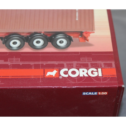 487 - BOXED HAULIERS OF RENOWN LIMITED EDITION CORGI CC13240 DAF XF SUPER SPACE CAB SKELETAL TRAILER & CON... 