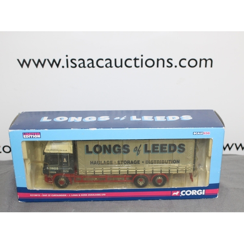 488 - BOXED CORGI LIMITED EDITION CC13613-DAF CF CURTAINSIDE-J.LONG & SONS (HAULAGE)LTD