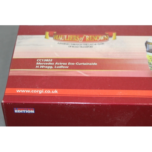 498 - BOXED HAULIERS OF RENOWN LIMITED EDITION CORGI CC13822 MERCEDES ACTROS ECO-CURTAINSIDE