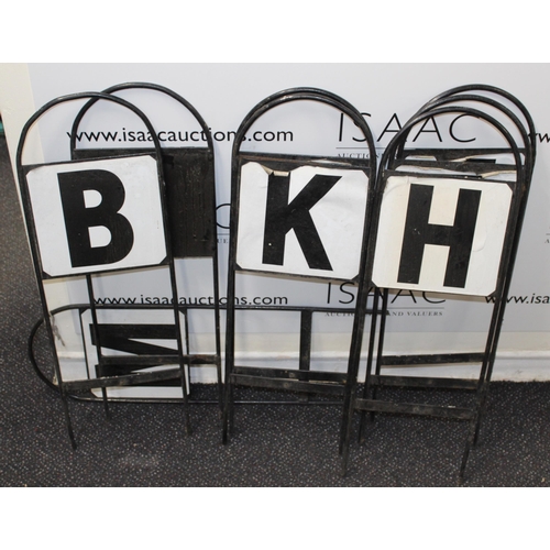 169 - Eight Metal Field Area Markers - ( 7 with Letters) each stand 70cm Tall 

Collection Only