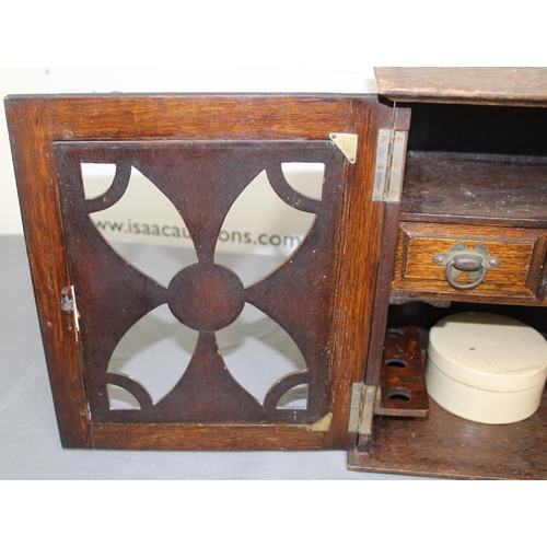 114 - Wooden Smokers Pipe Cabinet - Ceramic Pot also included ( Repaired)

Some Wear as shown in Pictures ... 