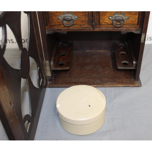 114 - Wooden Smokers Pipe Cabinet - Ceramic Pot also included ( Repaired)

Some Wear as shown in Pictures ... 