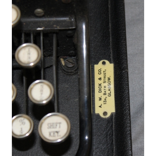 42 - Vintage Underwood Cased Typewriter - A W Dick & Co, Glasgow.