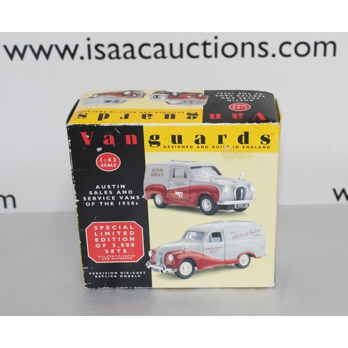 577 - Boxed Vanguards Special Limited Edition Austin Sales And Service Van's Of The 1959's