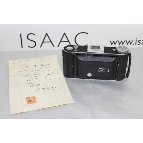 21 - 'Kodak' B Six-20 Camera With Original Receipt 1954 Untested