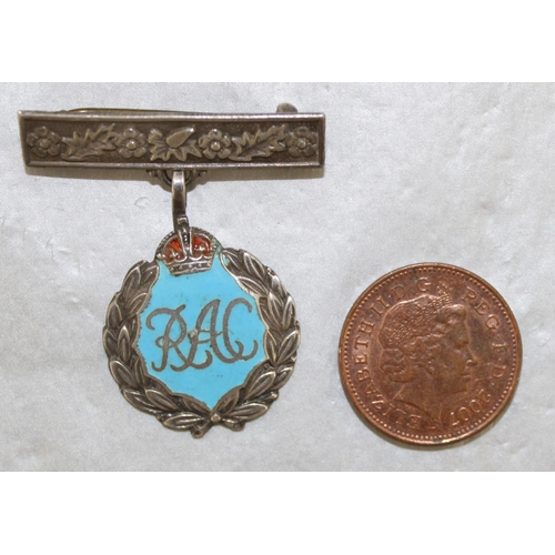 457 - Stamped SILVER RAC Enamelled Pin Badge