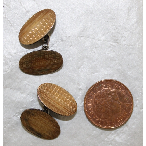 527 - 9ct Gold On Silver Cufflinks