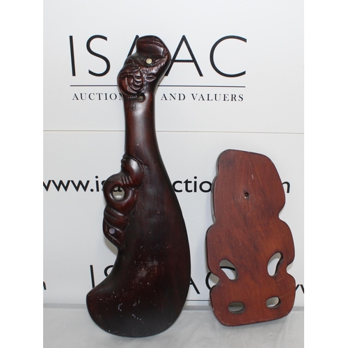 84 - Two Wooden Sculptures/Plaques
Tallest Height-38cm